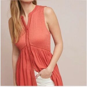 NWT Anthropologie Sleeveless Coral Tunic